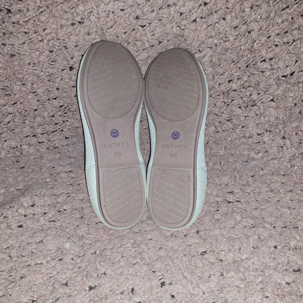ROTHY'S-Round Toe-Mint Green-Retired-Slip On Flats-Size 5.5-Near Mint